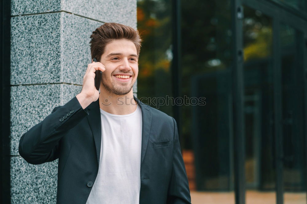 Similar – Image, Stock Photo Young bearded man on blinds with arms crossed