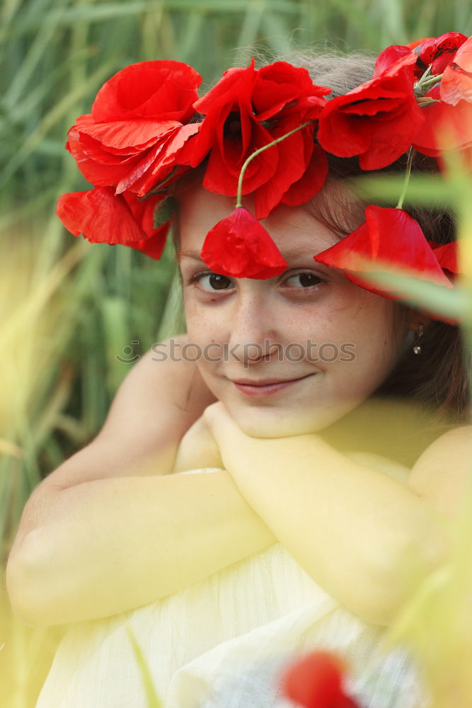 Similar – Image, Stock Photo Girl with red tulle hat at the Swimming Carnival .Burleigh Heads