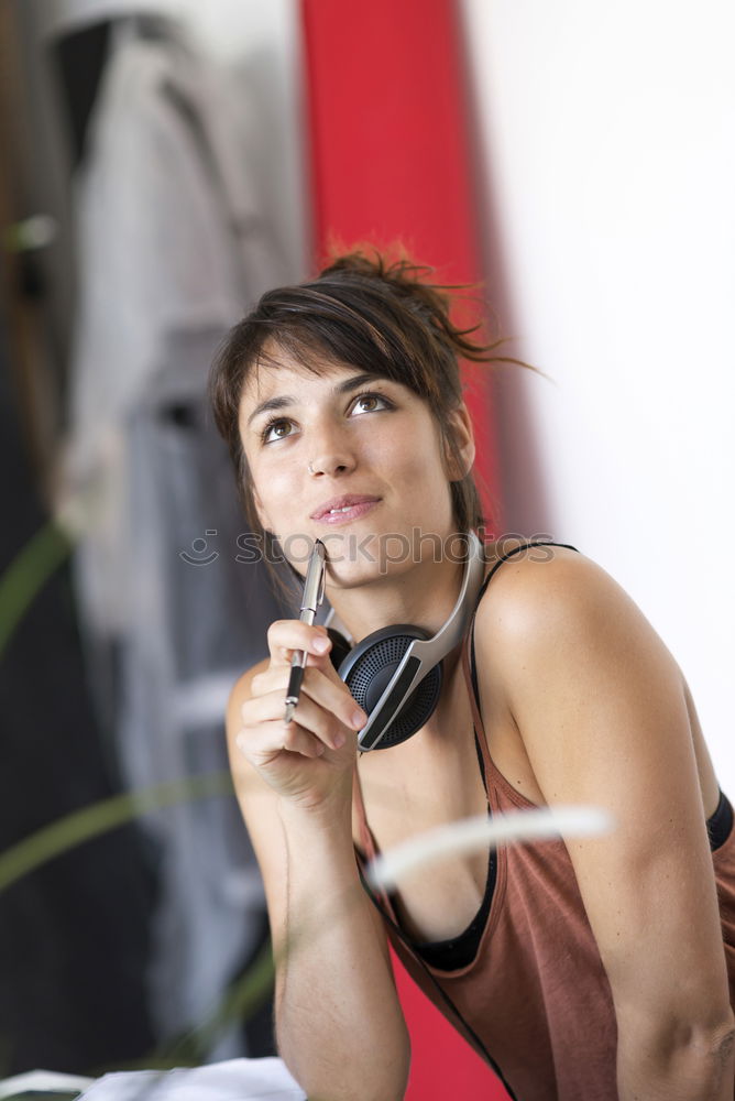 Image, Stock Photo Furious girl posing with silverware