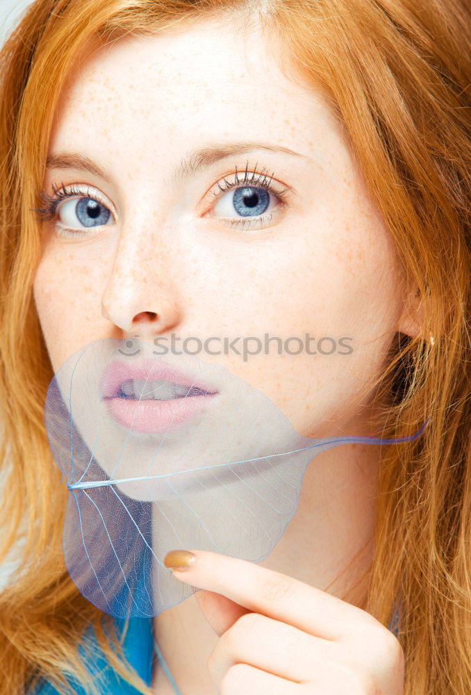 Similar – Image, Stock Photo Young blonde woman making a chewing gum bubble