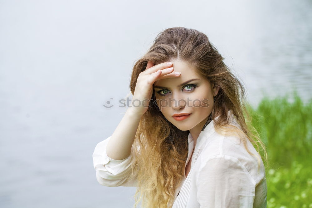 Similar – Attractive woman in white dress