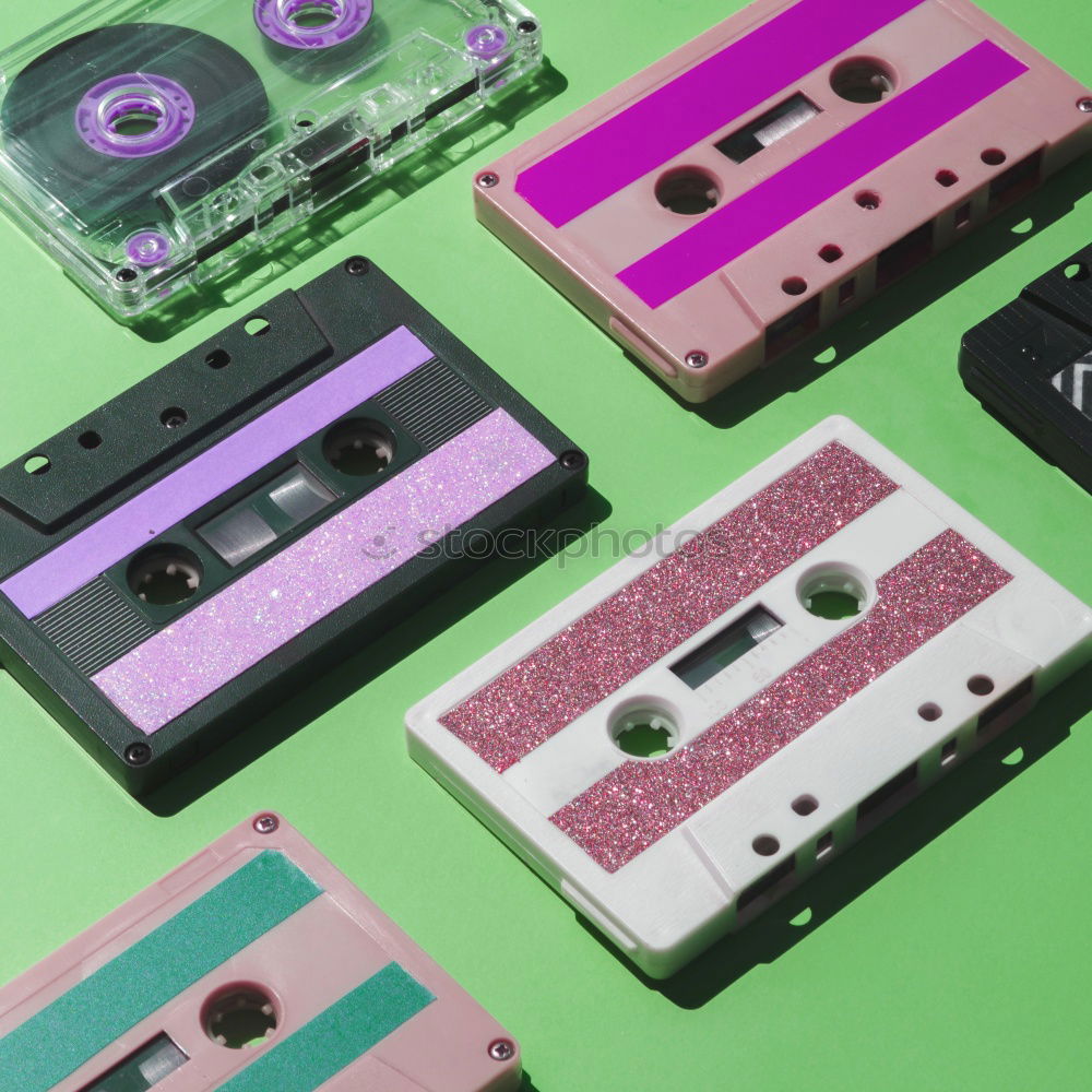 Similar – Image, Stock Photo Flat lay retro colorful cassette tape