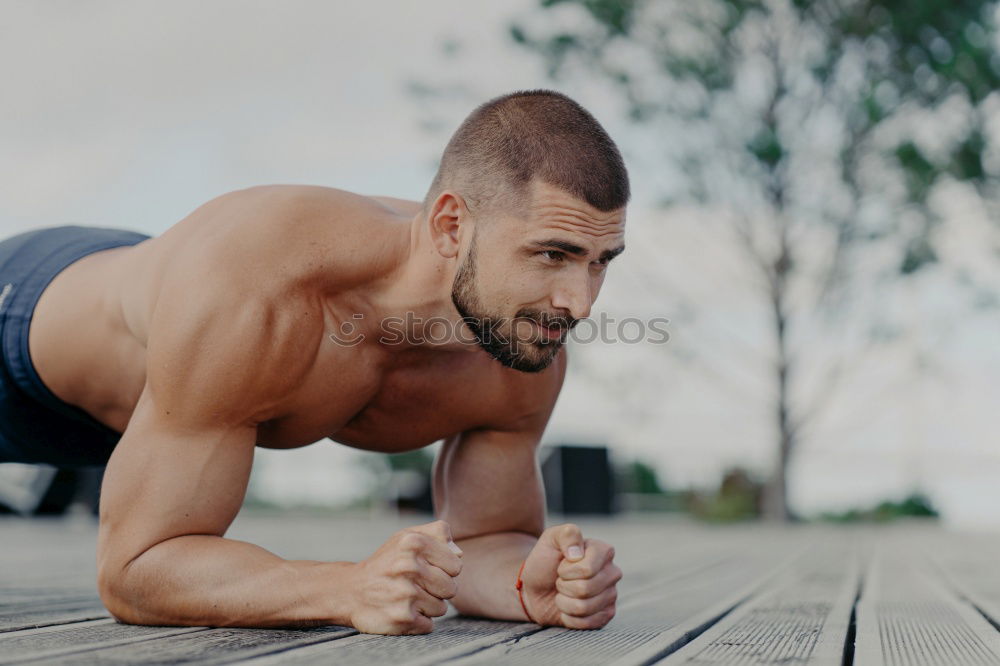 Similar – Image, Stock Photo Man training fitness push ups