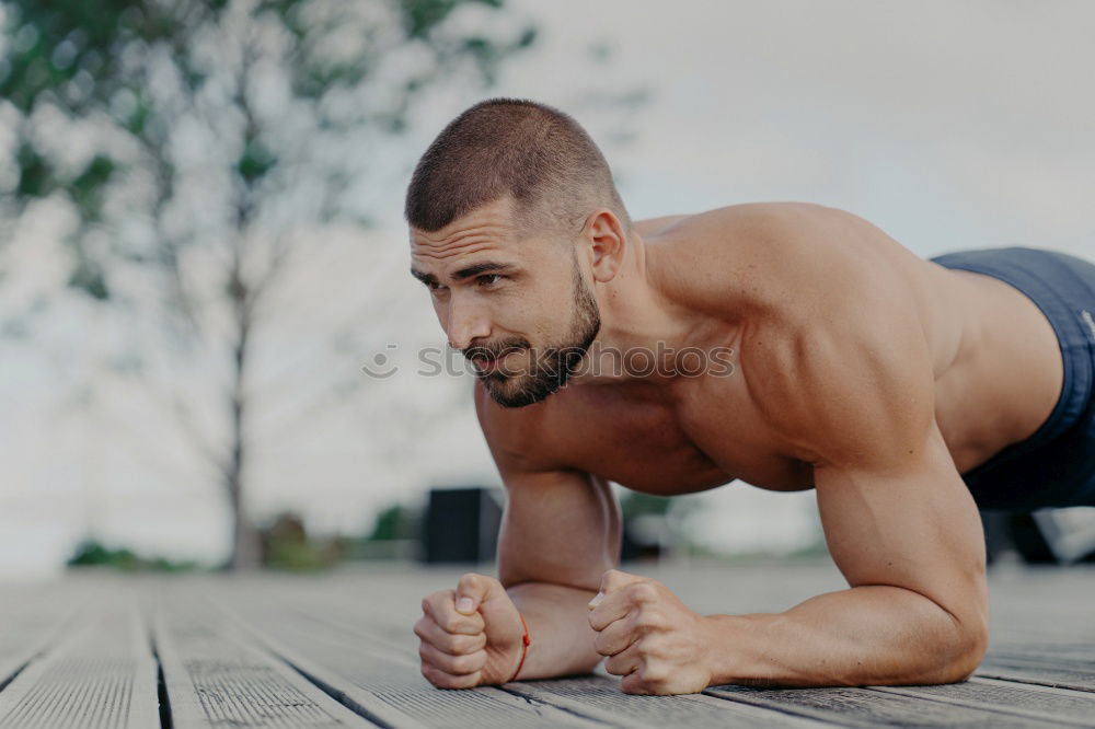 Similar – Image, Stock Photo Man training fitness push ups