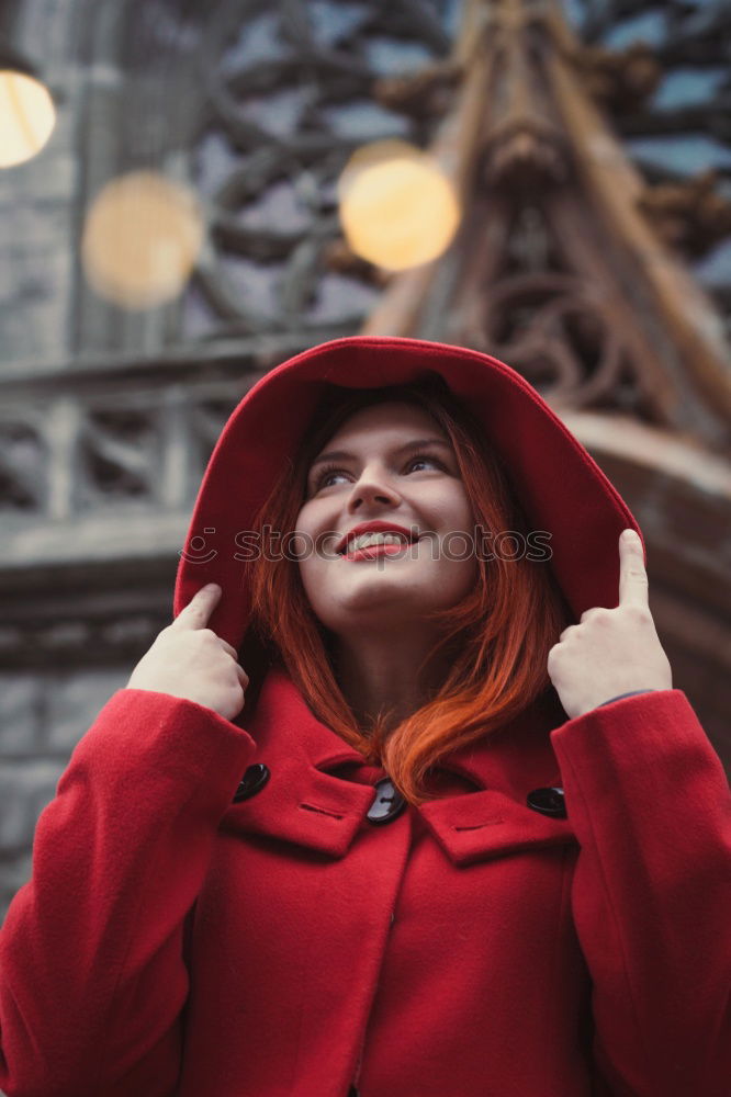 Similar – Young woman posing on stairs on street