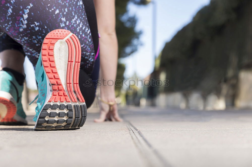 Similar – Image, Stock Photo Close up of legs of runner in the city.