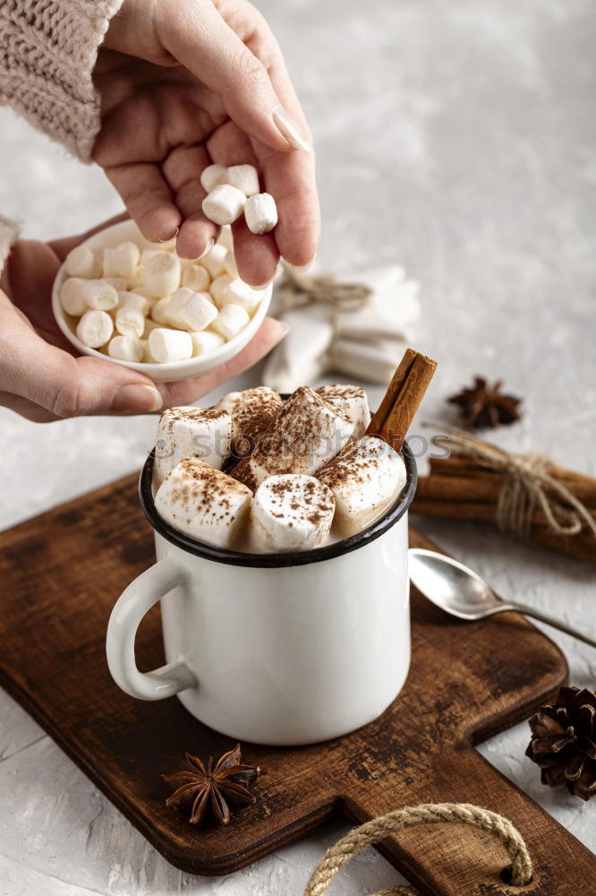 Similar – Image, Stock Photo cup of chocolate drink with marshmallows