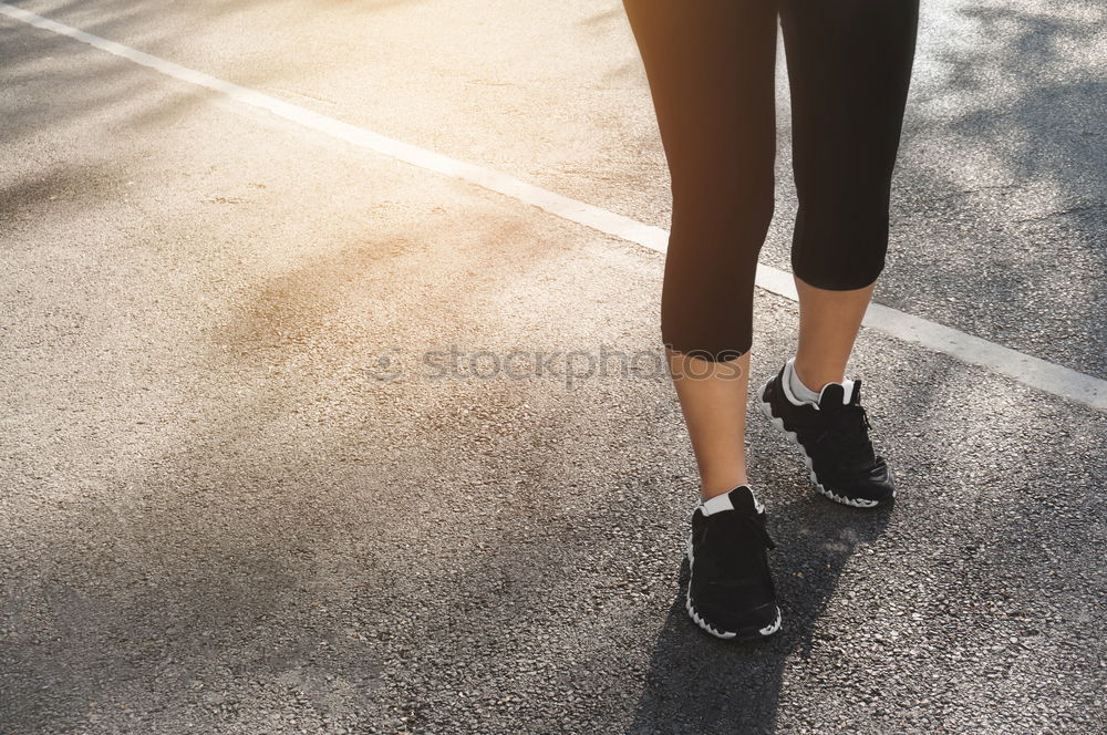 Image, Stock Photo Close up of legs of runner in the city.