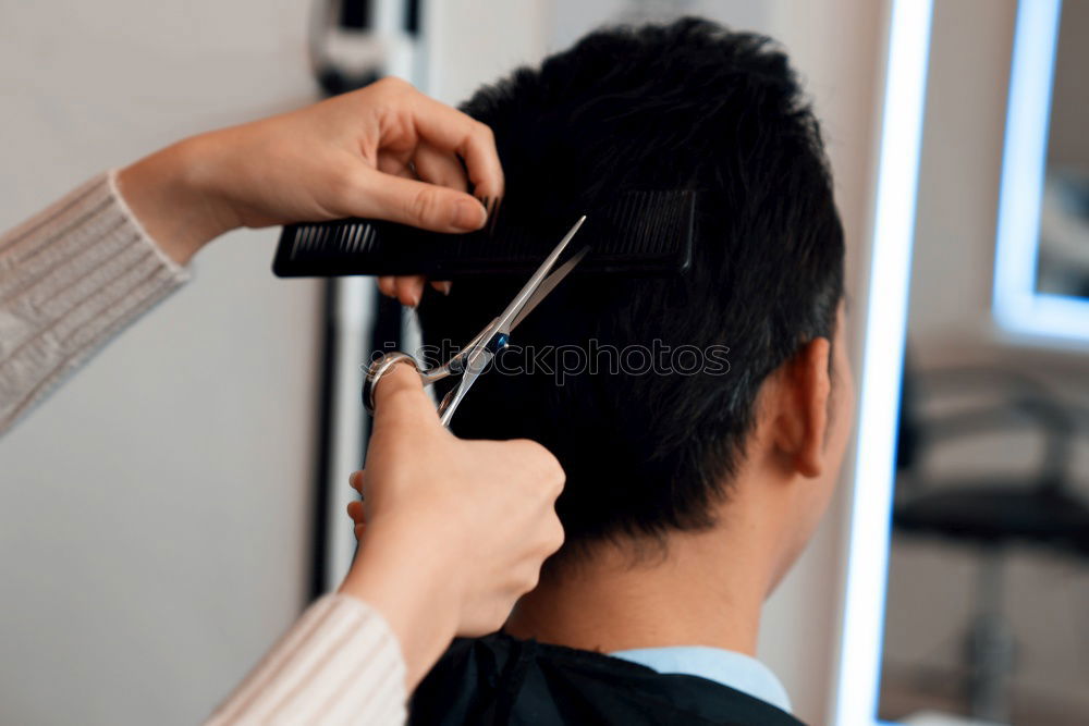 Similar – Image, Stock Photo Barber using grooming machine