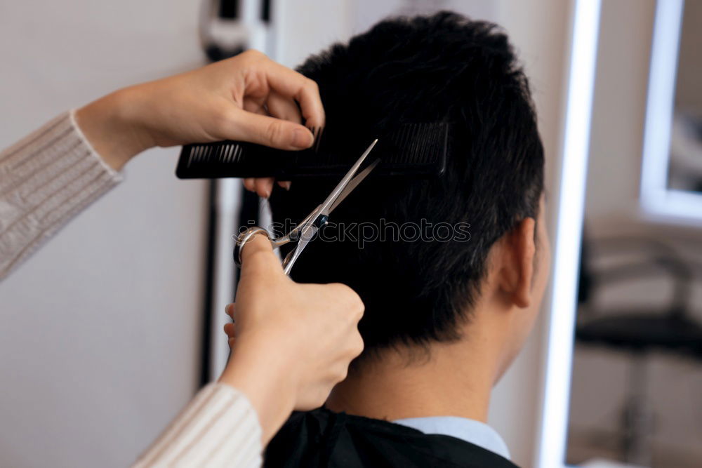 Similar – Image, Stock Photo Barber using grooming machine