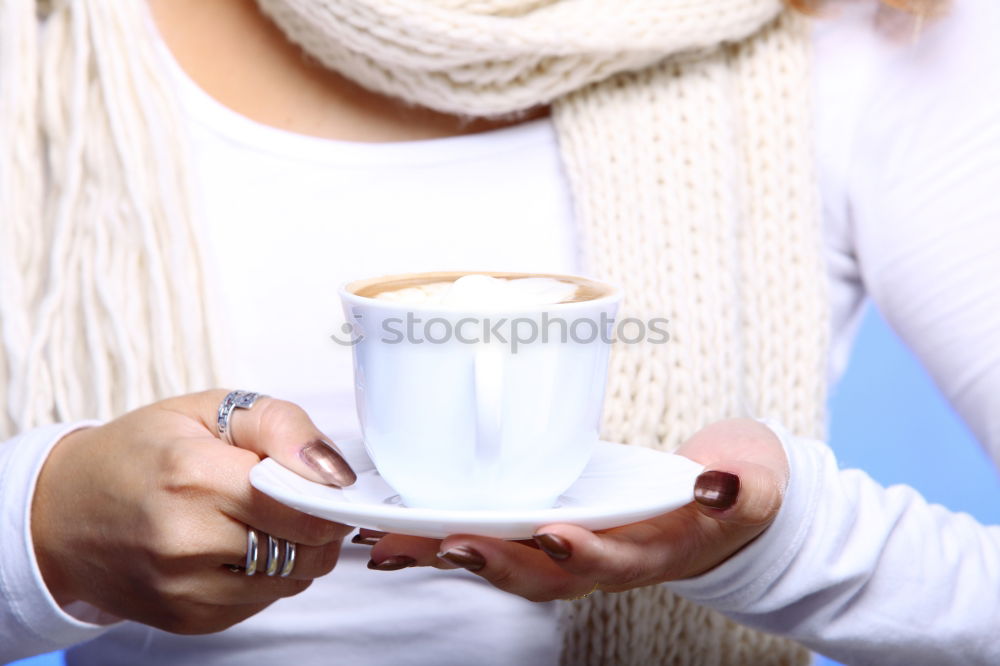 Similar – Image, Stock Photo Woman drink a tea, fall time. Outdoor