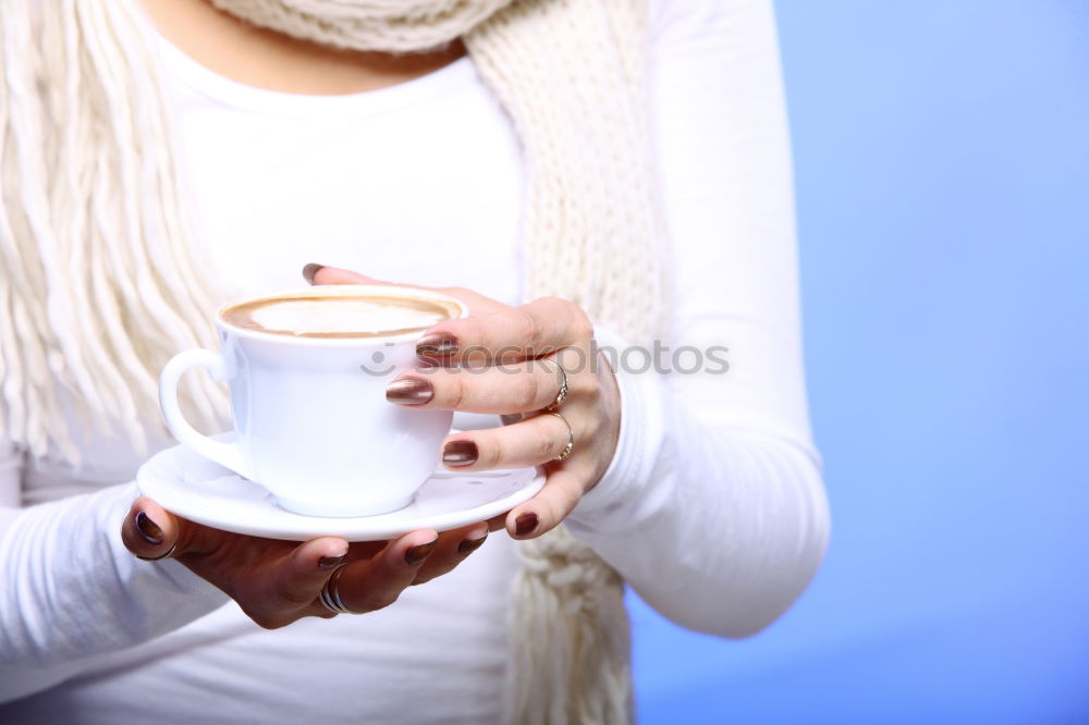 Similar – Image, Stock Photo Woman drink a tea, fall time. Outdoor