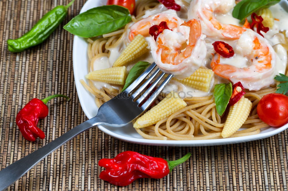 Similar – Image, Stock Photo Tomato-Basil Pasta Food