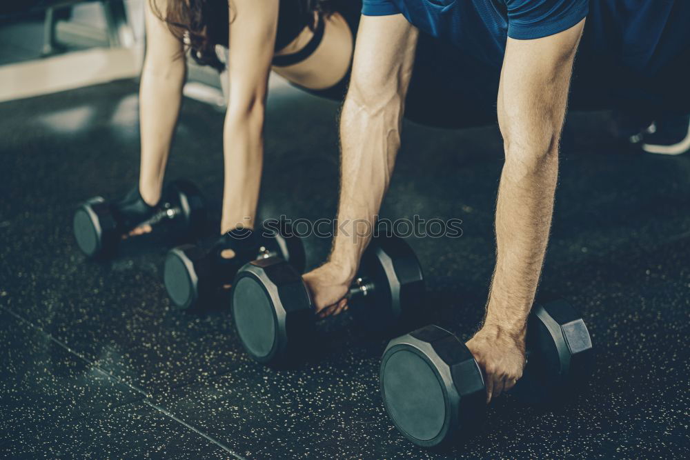 Image, Stock Photo Fit caucasian Girl picking up heavy barbell