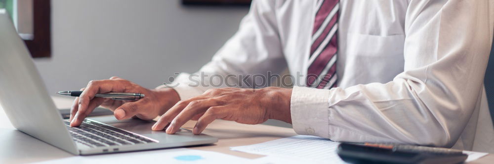 Similar – Image, Stock Photo Man is getting work done on notebook