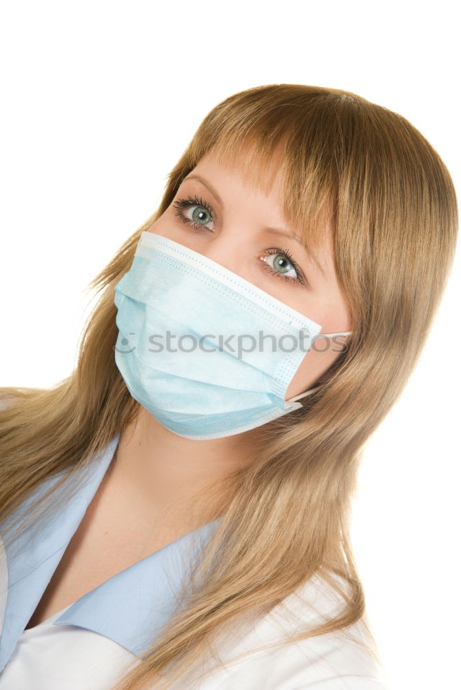 Similar – woman wearing an anti-virus protection mask to prevent flu infection, allergies, virus protection, COVID-19, and corona virus pandemic disease 2019