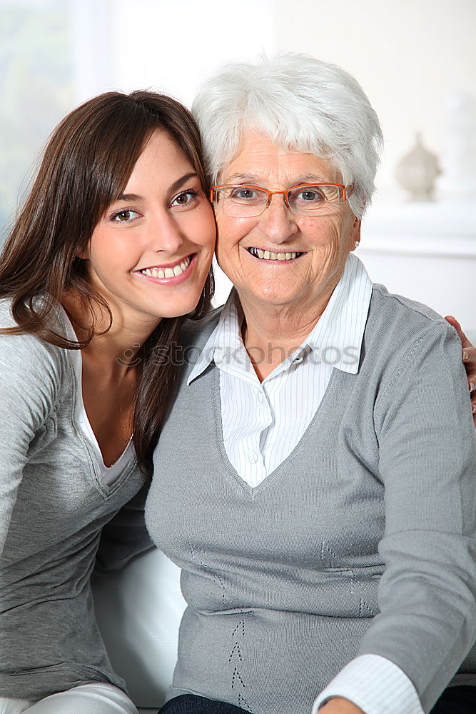 Similar – Image, Stock Photo Female caretaker posing with elderly patient