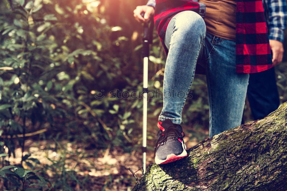 Similar – Image, Stock Photo Woman pausing while doing trekking