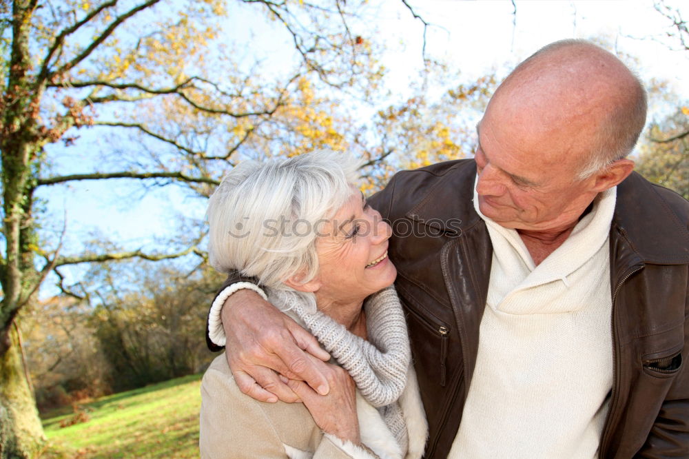 Similar – young man and old woman talking during a walk