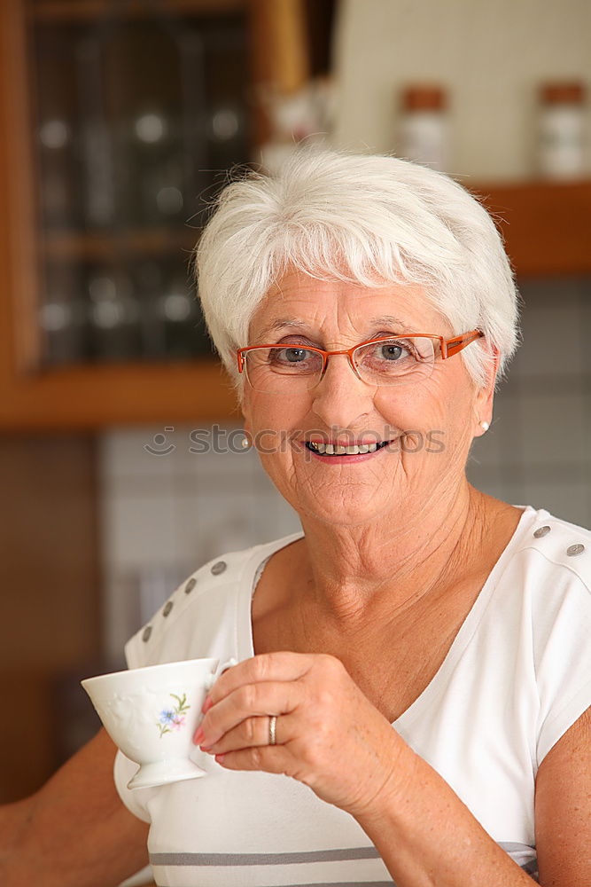 Similar – contented senior has eaten up