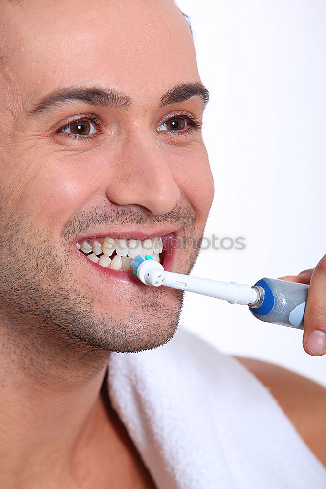 Similar – Image, Stock Photo Young Black Man Brushing Teeth Thoroughly