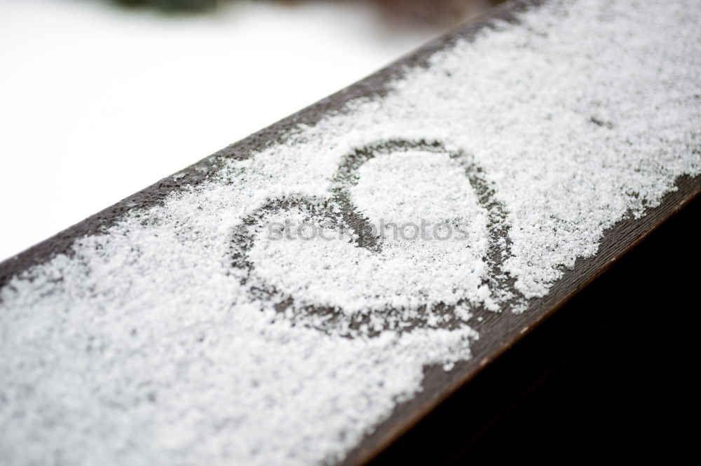 Image, Stock Photo Snow heart shape on car.