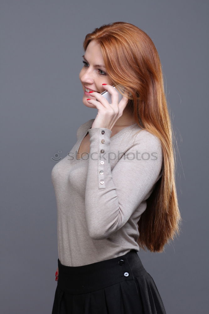 Similar – Image, Stock Photo Redhead young woman holding an empty blackboard