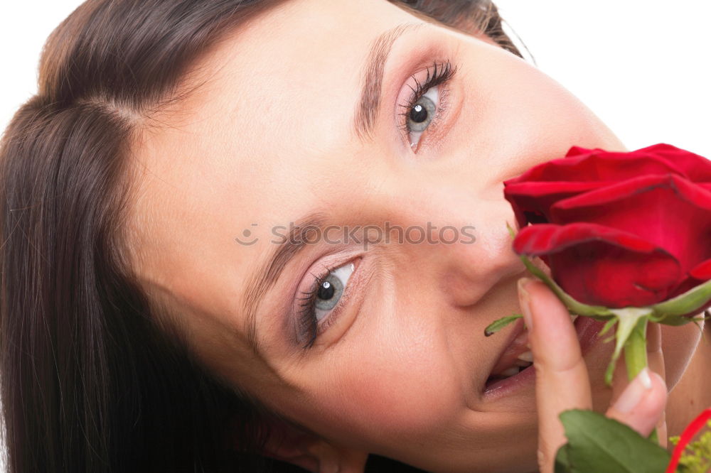 Similar – Young woman holding a little red tree