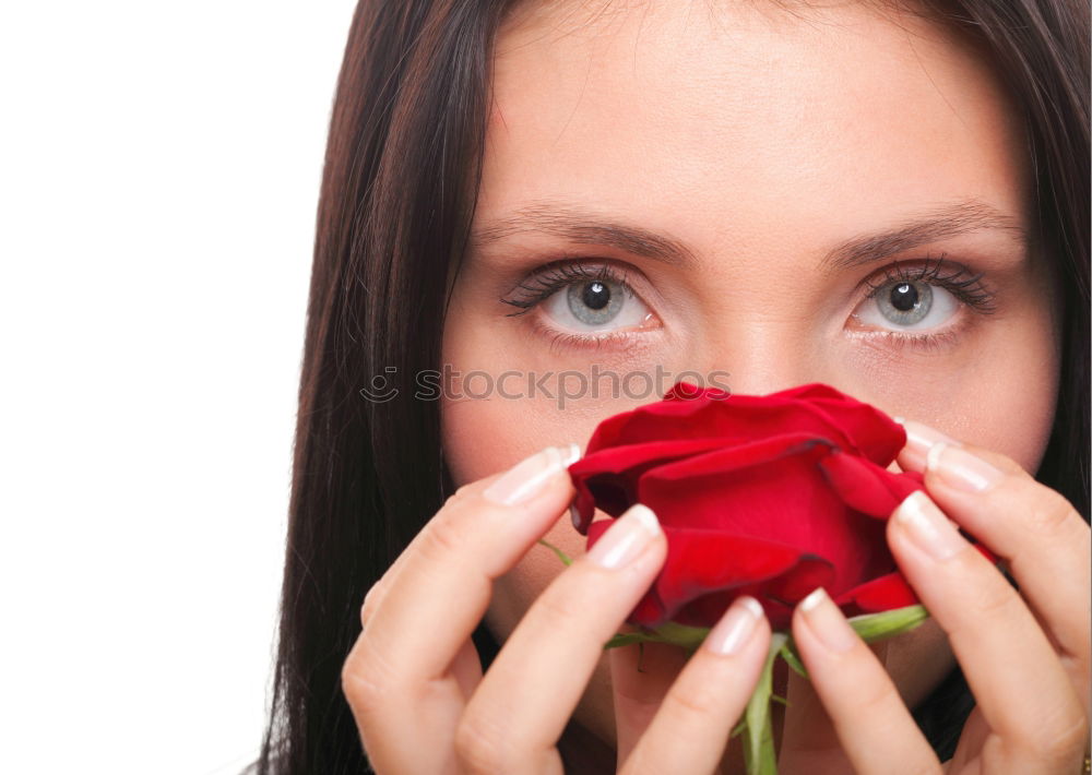 Similar – Young woman holding a little red tree