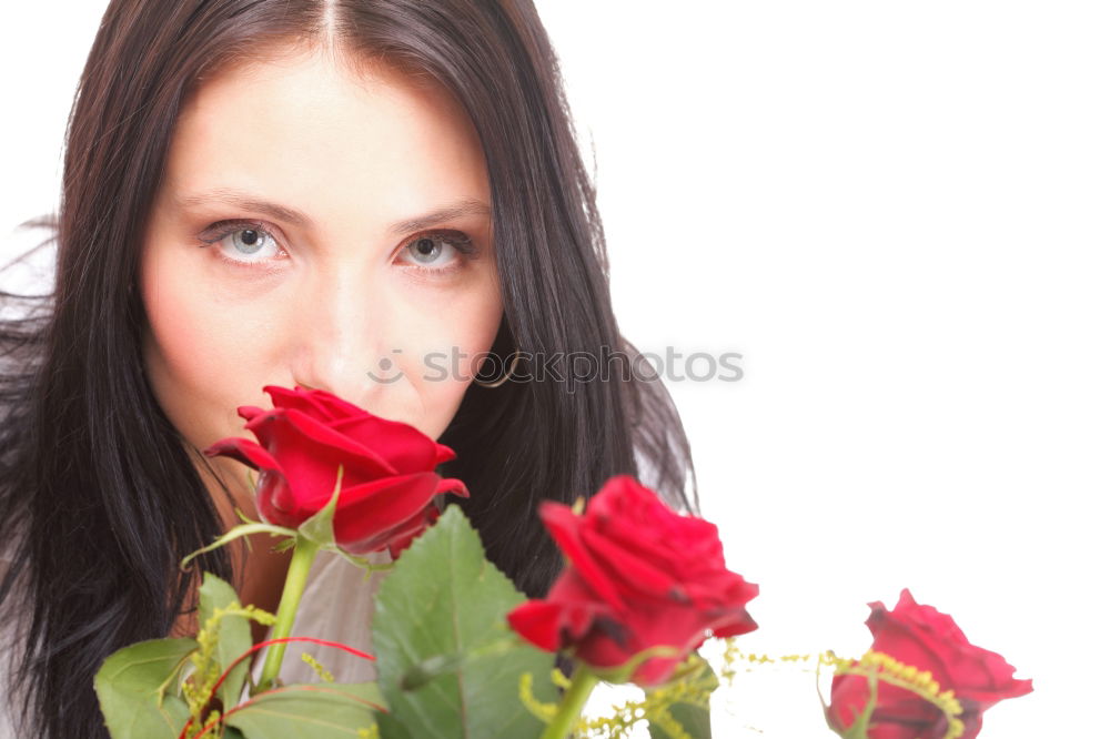 Similar – Young woman holding a little red tree