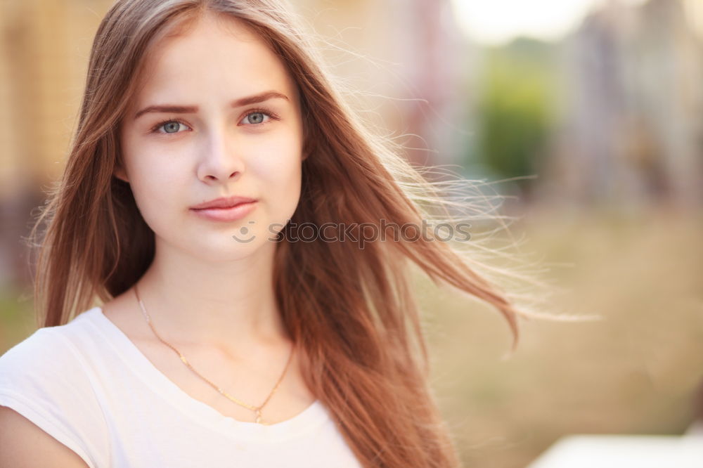 Similar – Image, Stock Photo portrait of a smiling teenage girl with lifejacket