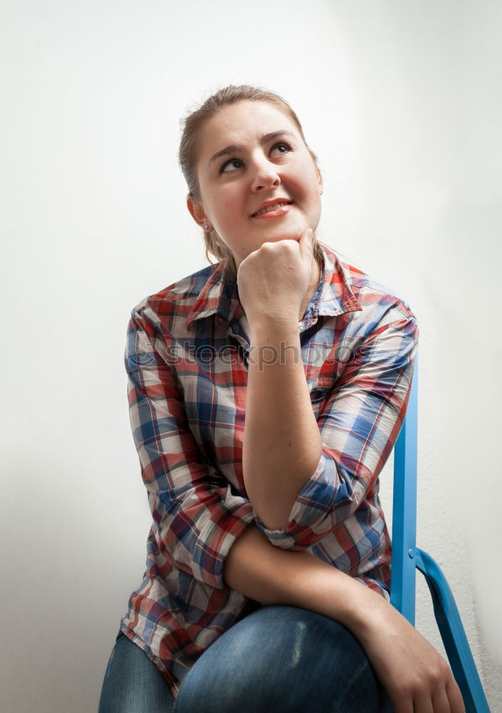 Similar – Image, Stock Photo Girl playing ukulele in garden chair