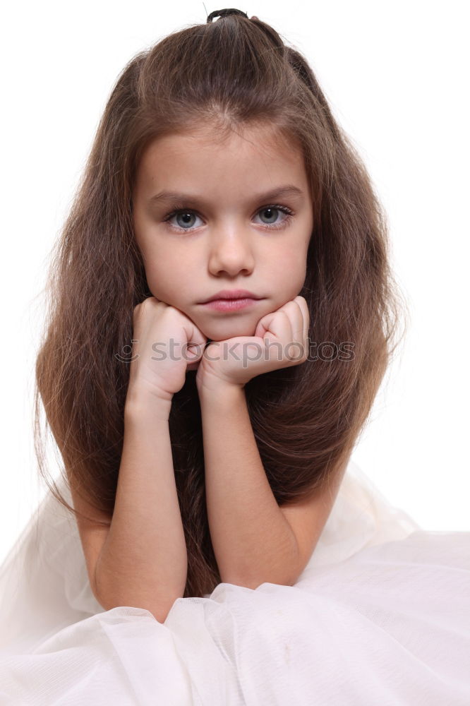 Similar – Image, Stock Photo vertical portrait of happy 10 years old preteen girl at home