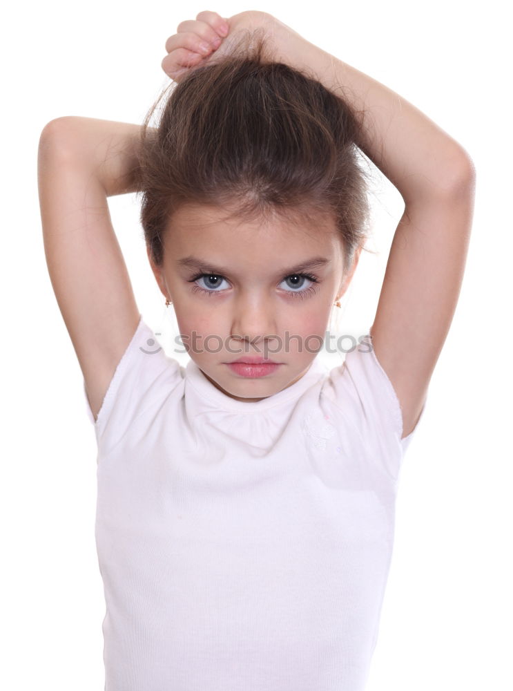 Similar – portrait of angry girl on blue background