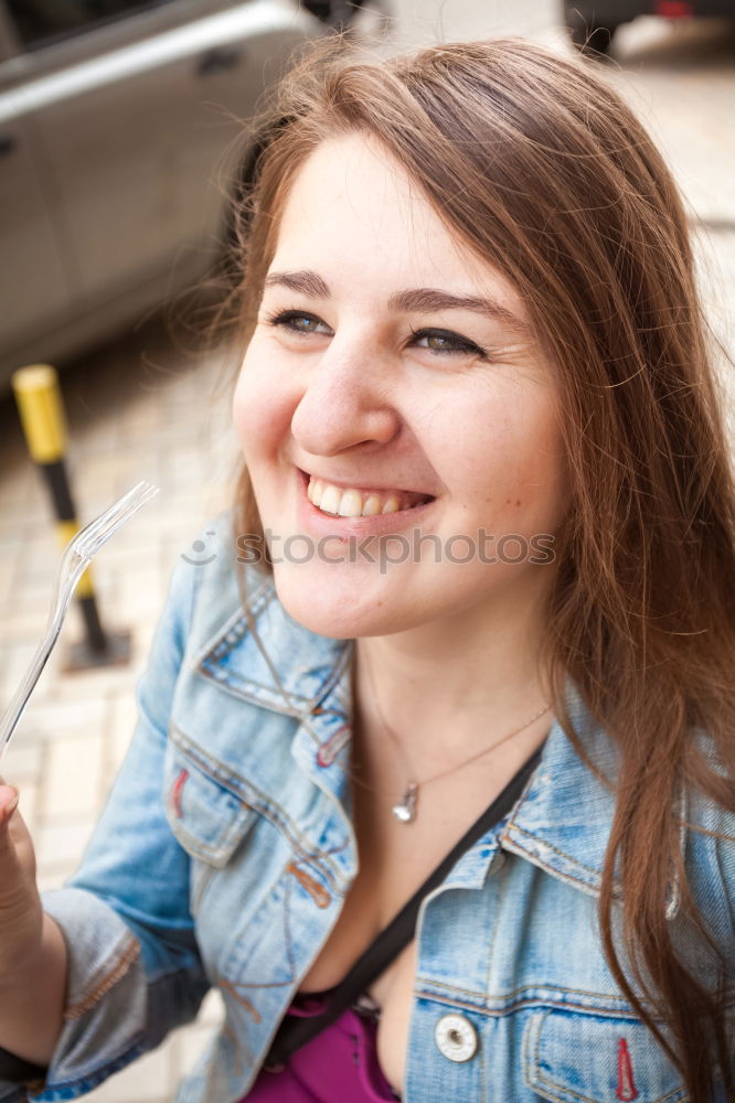 Similar – Image, Stock Photo portrait of a smiling teenage girl with lifejacket