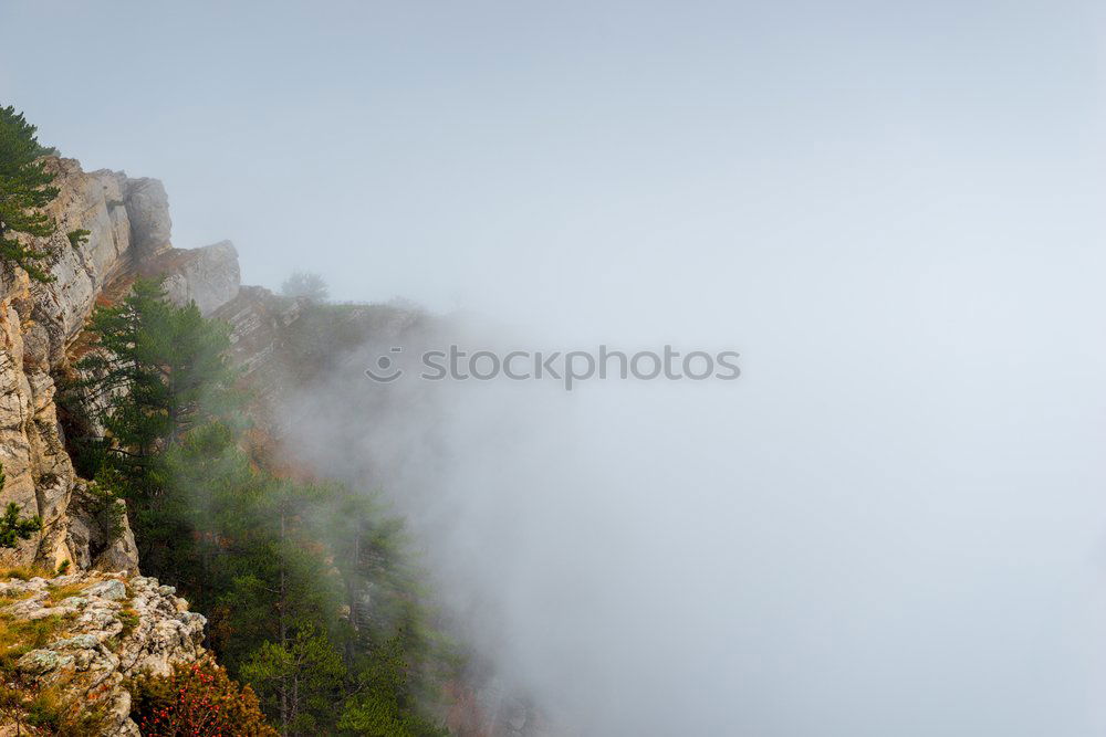 landscape of catalonia mountains on a day with clouds