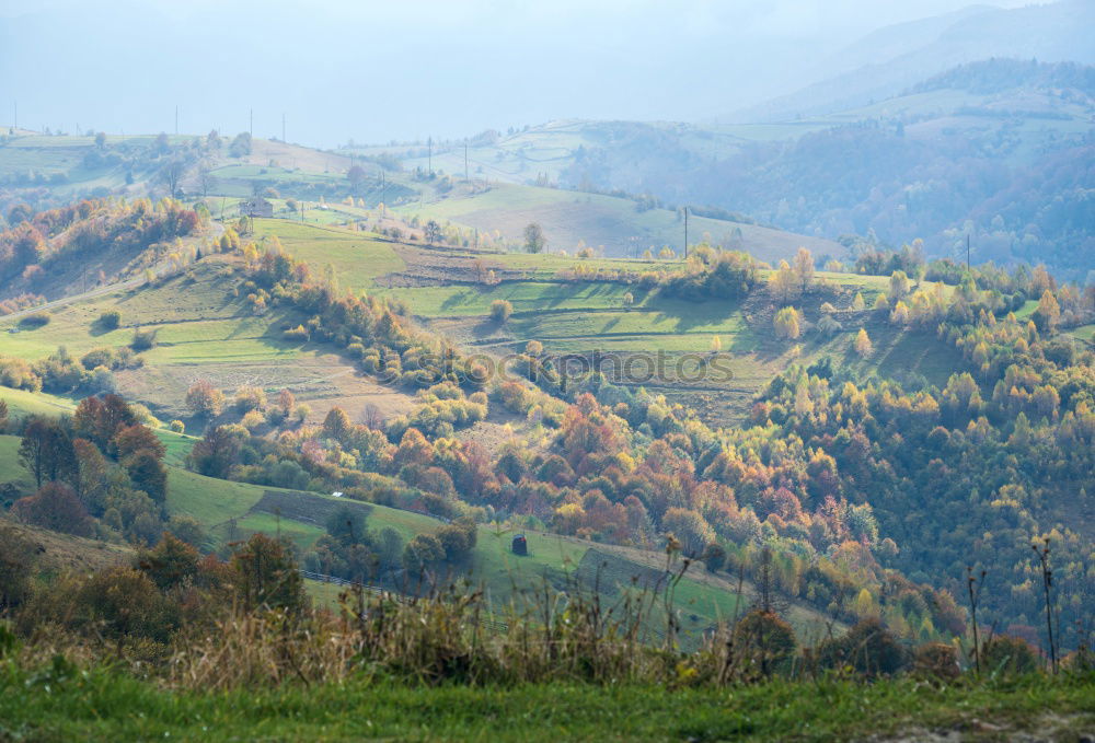 Similar – Green hills in mountain valley. Spring landscape