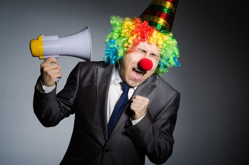 Similar – Image, Stock Photo boy with a megaphone at christmas on black background