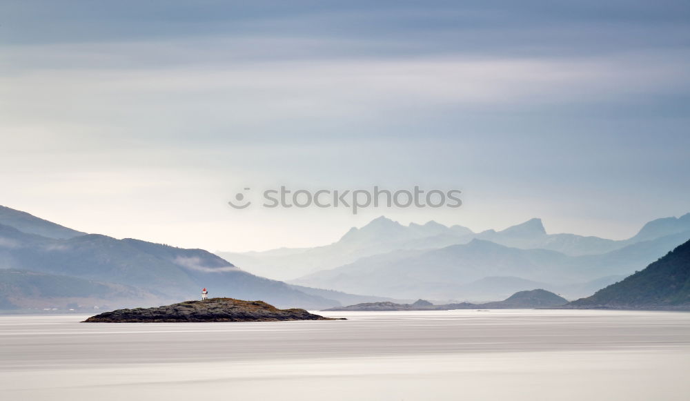 Similar – Summer cloudy Lofoten islands. Norway misty sea