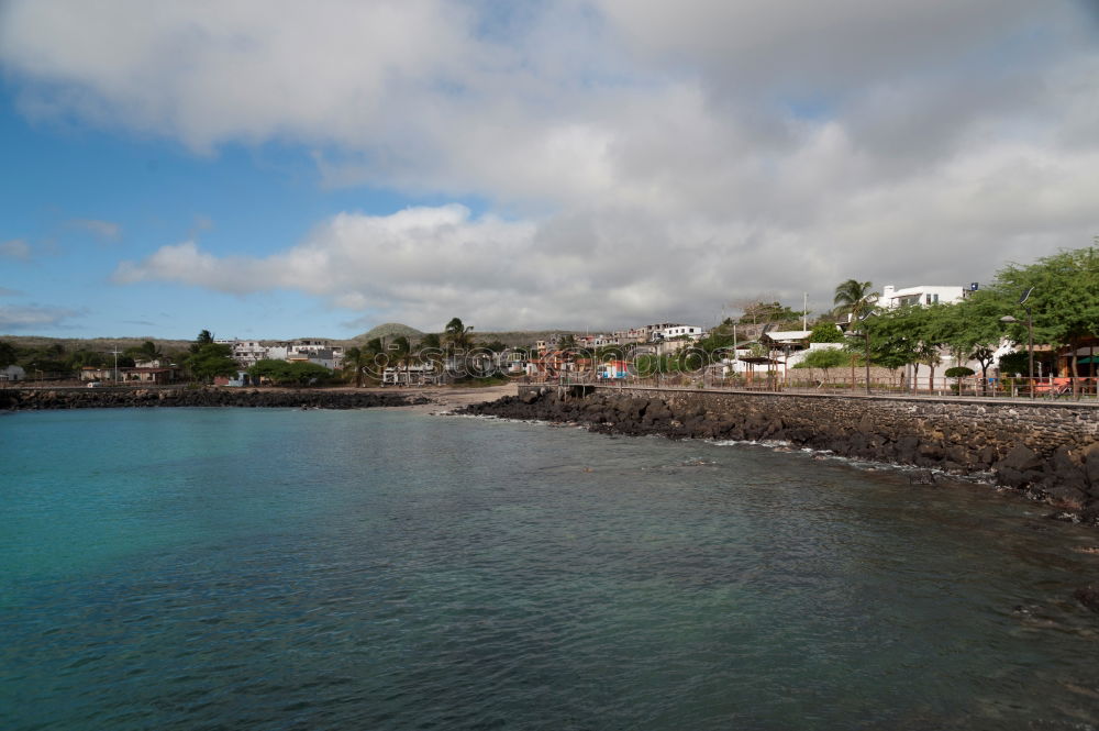 Similar – Scenic aerial view of city on ocean shore