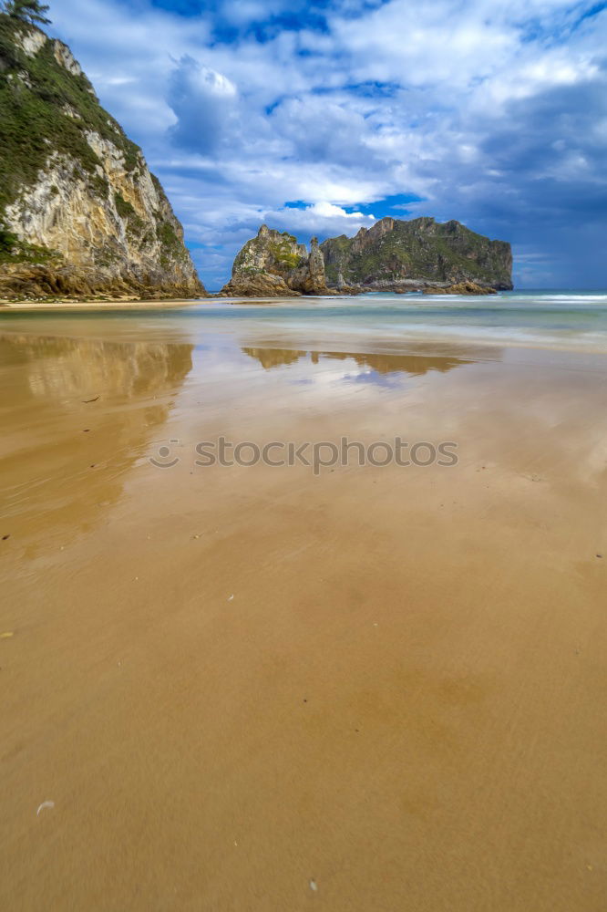 Similar – Summer Ocean Beach And Mountains Landscape In Portugal