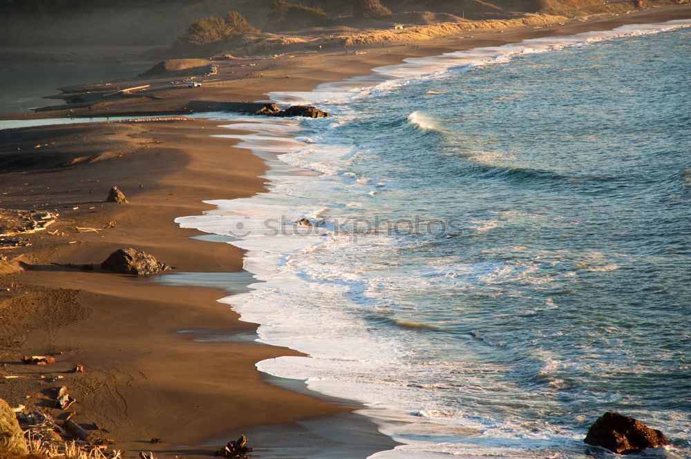 Similar – Image, Stock Photo puny /tree remains on a dune. Down the high sandy beach there are some smaller stones in front of the foaming light surf.