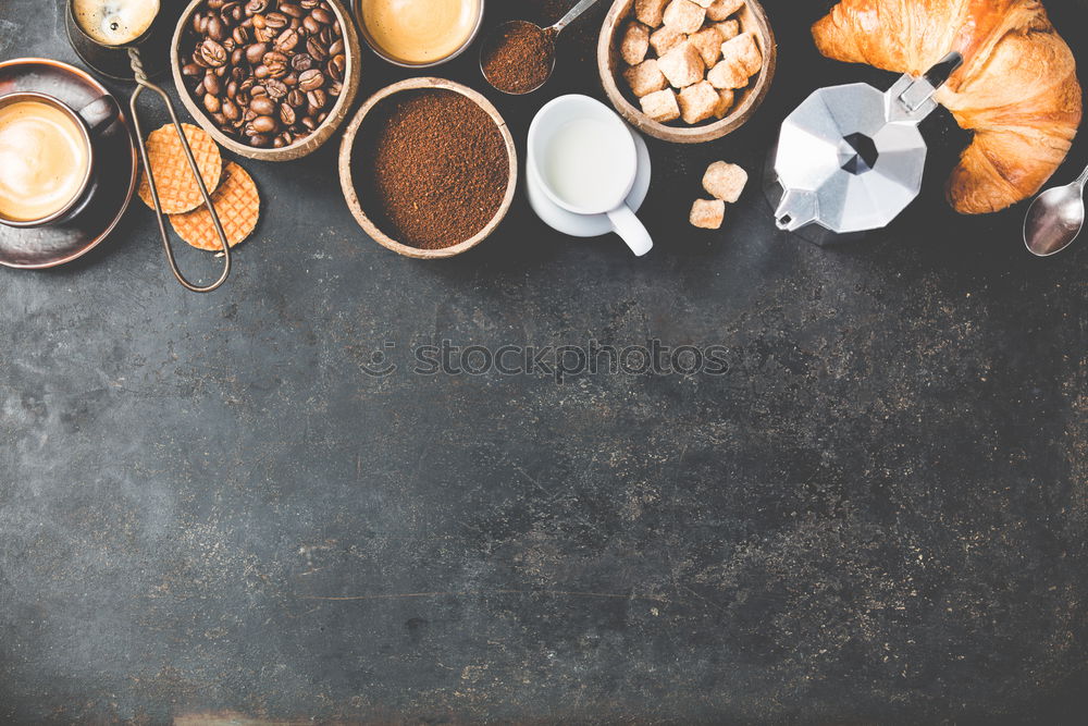 Similar – Image, Stock Photo Mug of healthy turmeric milk drink with ingredients: fresh turmeric roots , spices and honey on dark background, top view.  Hot winter beverage. Immune boosting remedy , detox and dieting concept