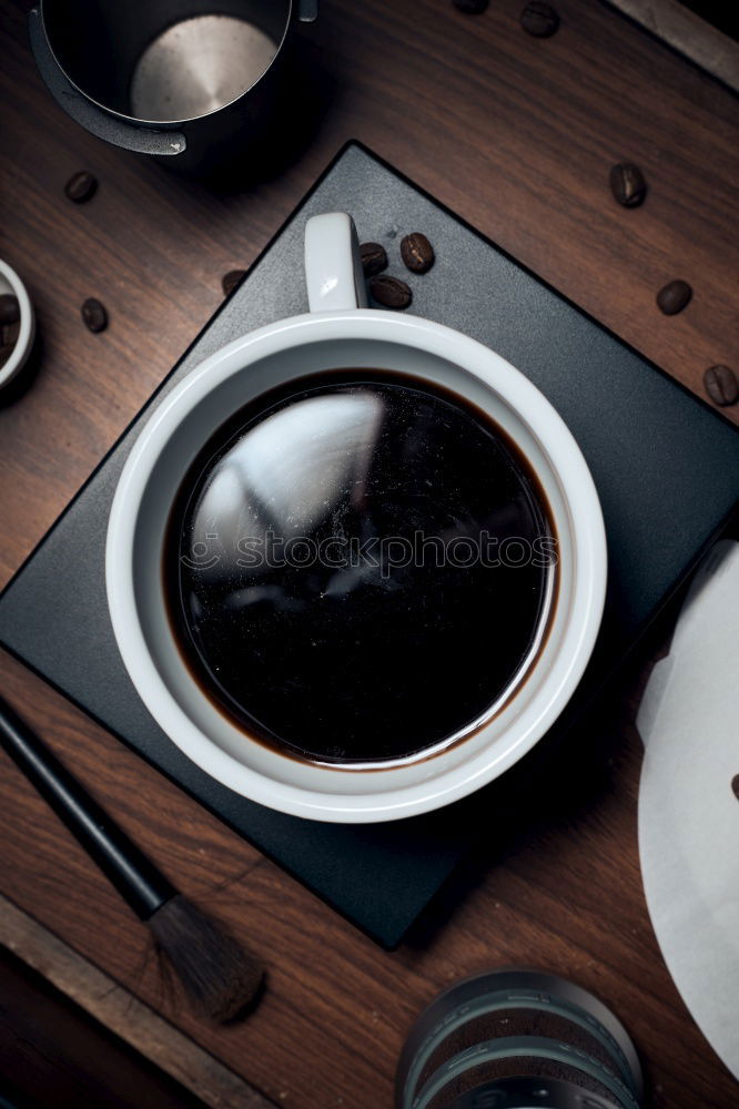 Similar – Coffee cups on a blue table