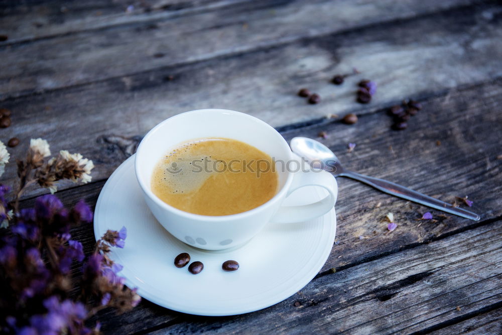 Similar – Image, Stock Photo cup of coffee on a gray wooden surface