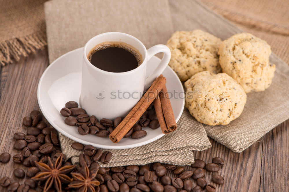 Similar – Image, Stock Photo A few books with cup of coffee and cookies on wooden floor