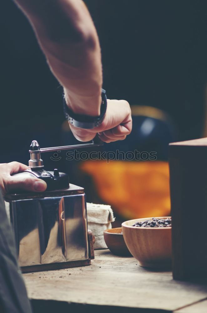 Similar – Preparation of a coffee with a barista coffee machine