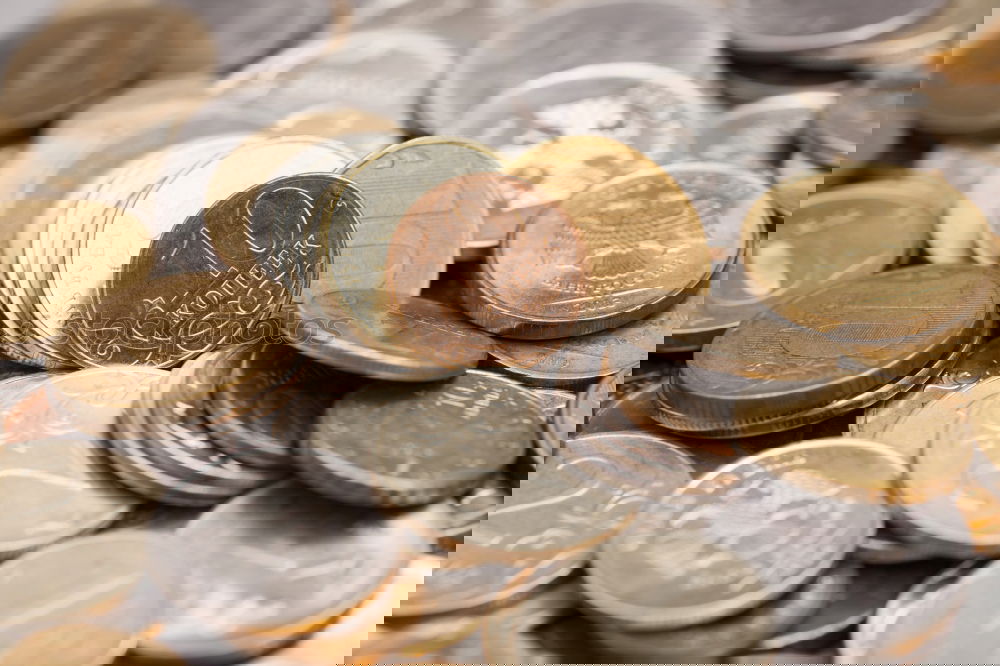 Image, Stock Photo # A # Bitcoin in the coin heap