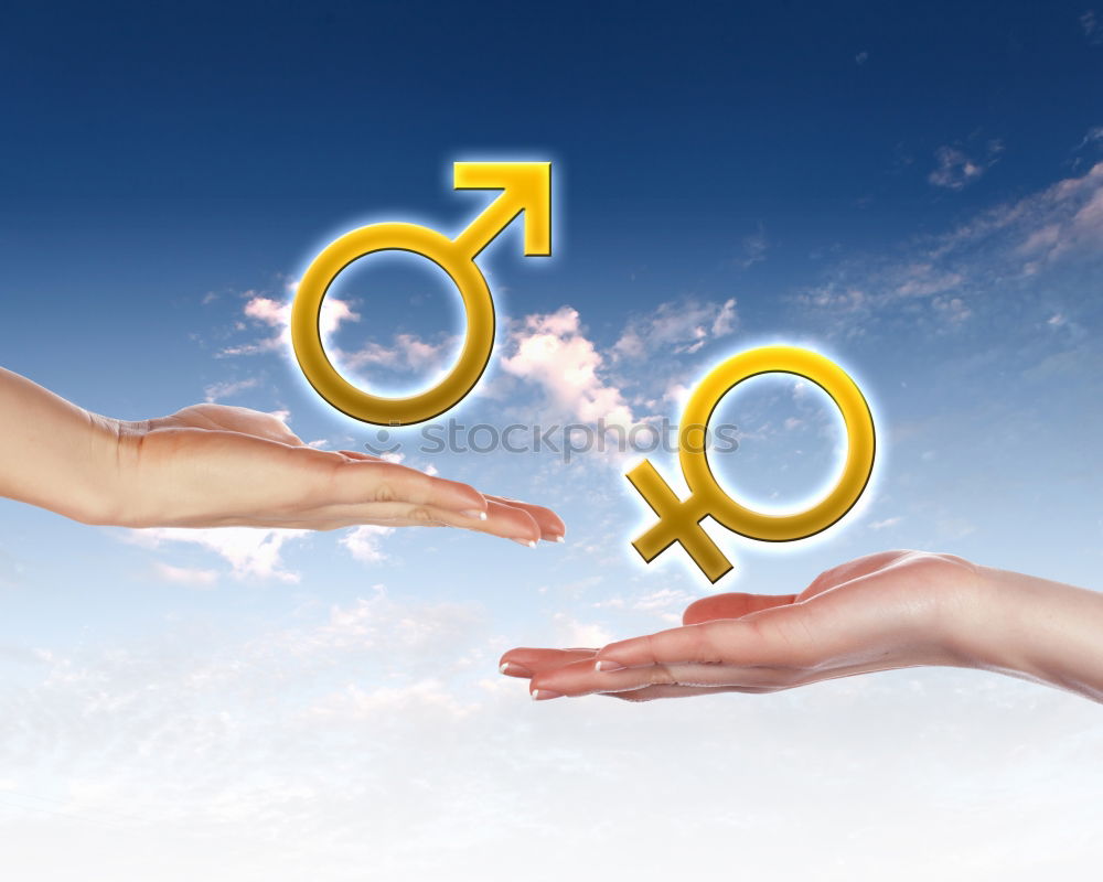 Similar – Image, Stock Photo Young woman with a feminine symbol painted in her hand