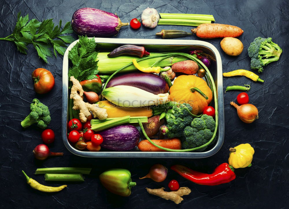 Similar – vegetables in a black round frying pan